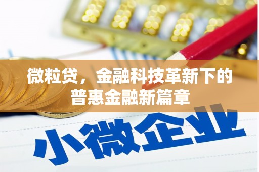 九江微粒贷，金融科技革新下的普惠金融新篇章