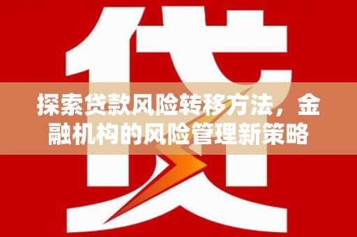 邵阳探索贷款风险转移方法，金融机构的风险管理新策略