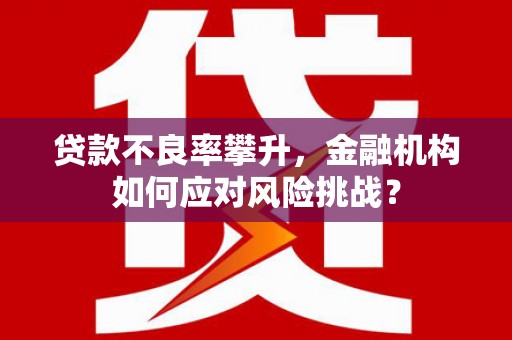 兰州贷款不良率攀升，金融机构如何应对风险挑战？