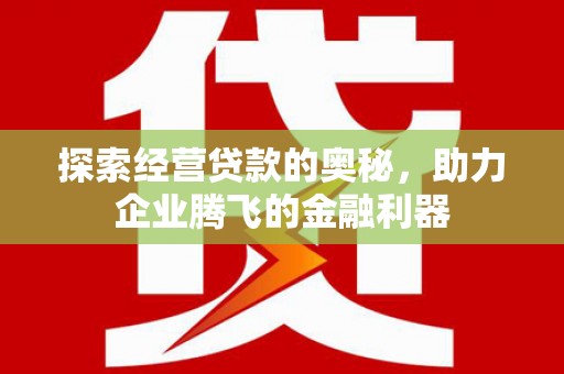 东乡族探索经营贷款的奥秘，助力企业腾飞的金融利器