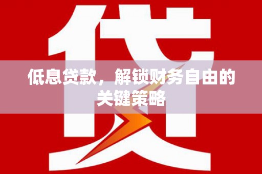 禄丰低息贷款，解锁财务自由的关键策略